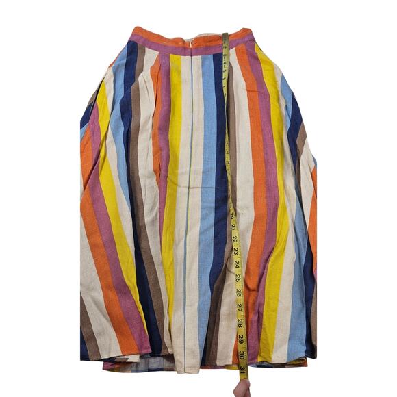 Gilli linen blend high rise maxi skirt with pockets bright colorful whimiscal S - Picture 3 of 8